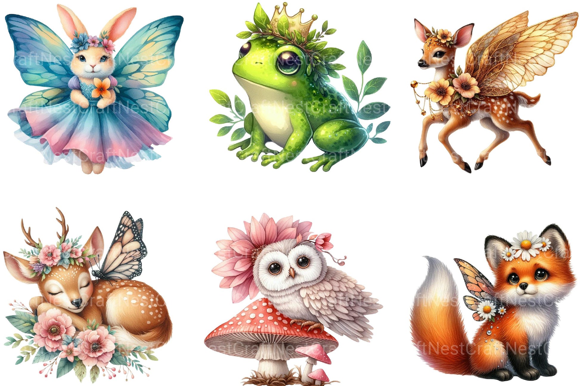 Garden Fairies Floral Animals Clipart - CraftNest - Digital Crafting and Art