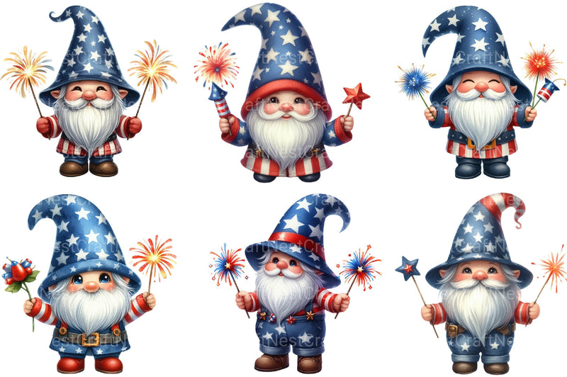 4th of July Gnome Clipart - CraftNest - Digital Crafting and Art