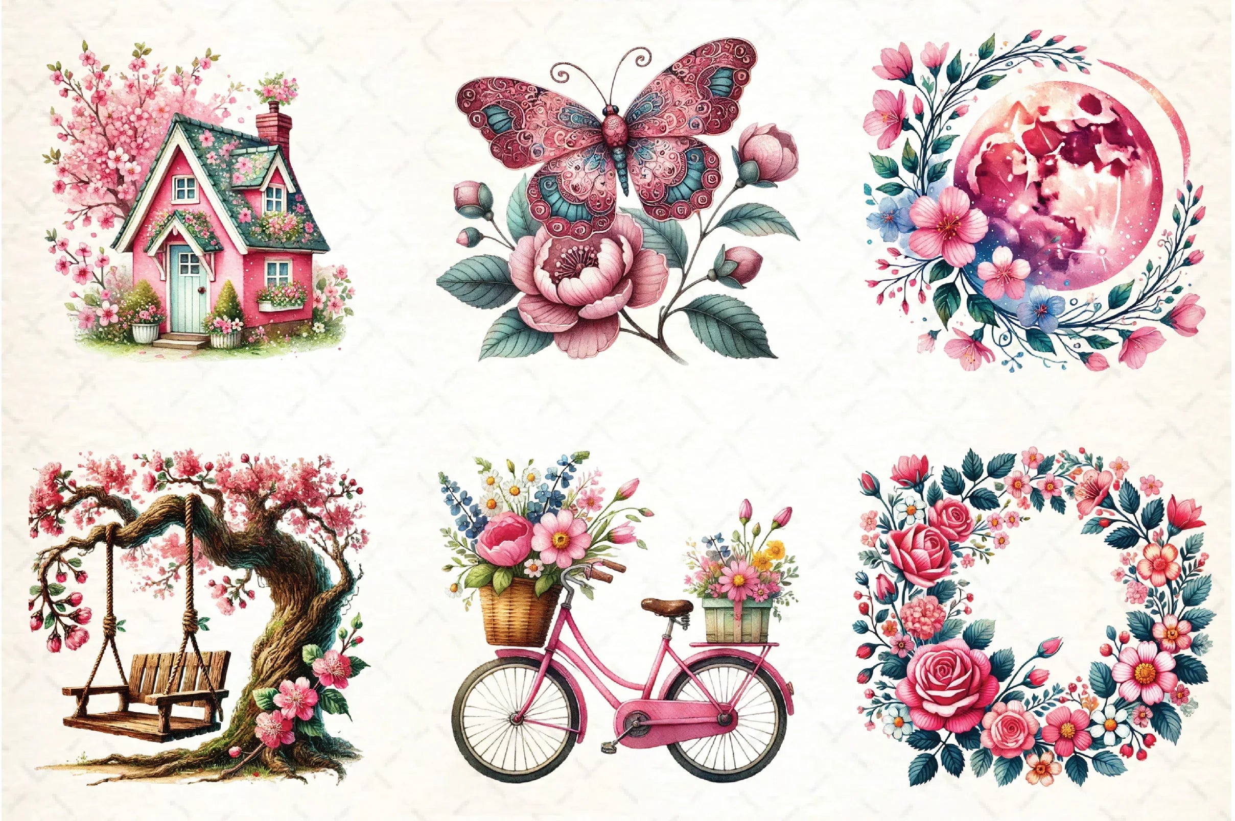 Pink Spring Clipart Bundle - CraftNest - Digital Crafting and Art