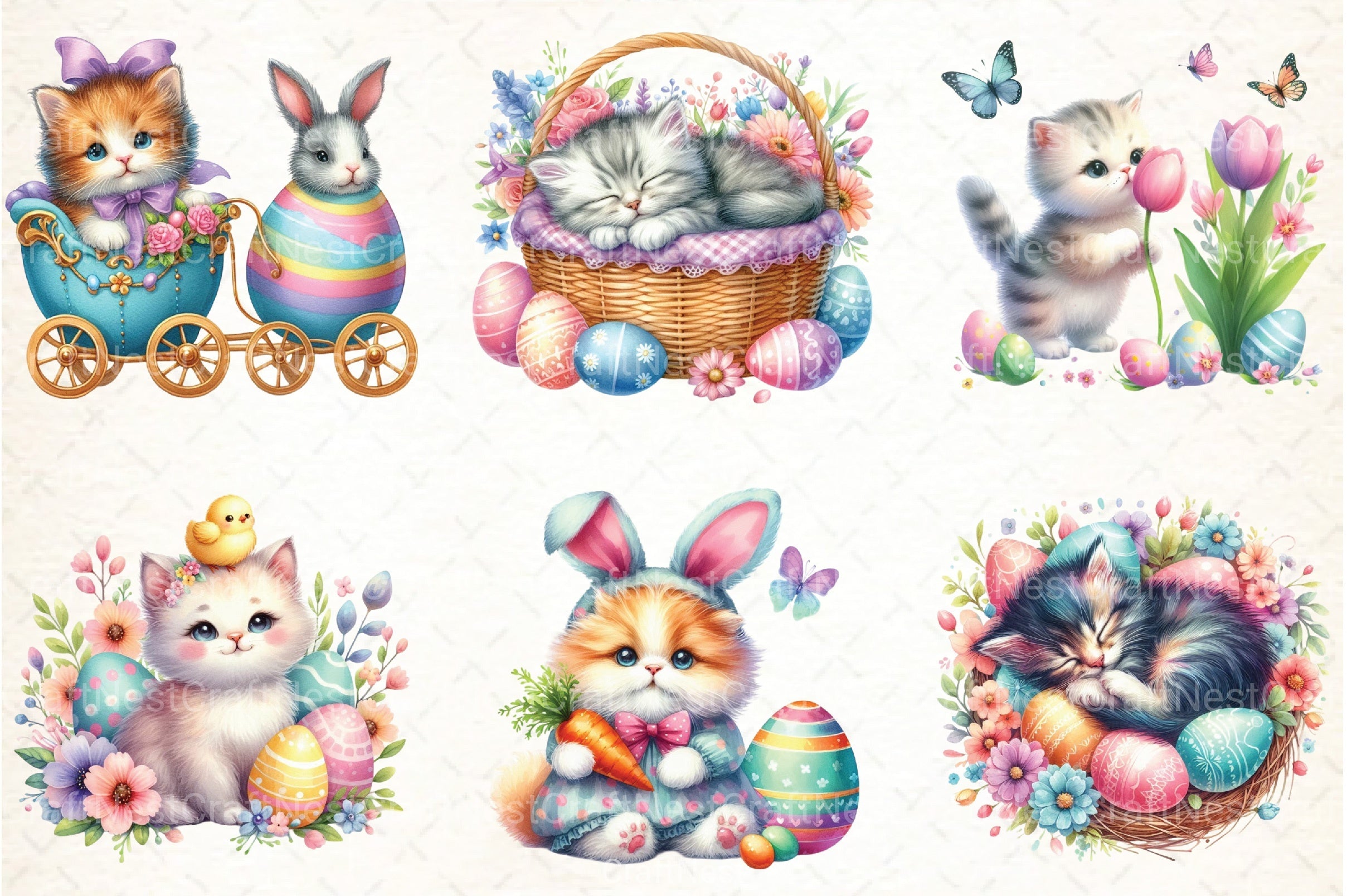 Easter Cats Clipart Bundle - CraftNest - Digital Crafting and Art