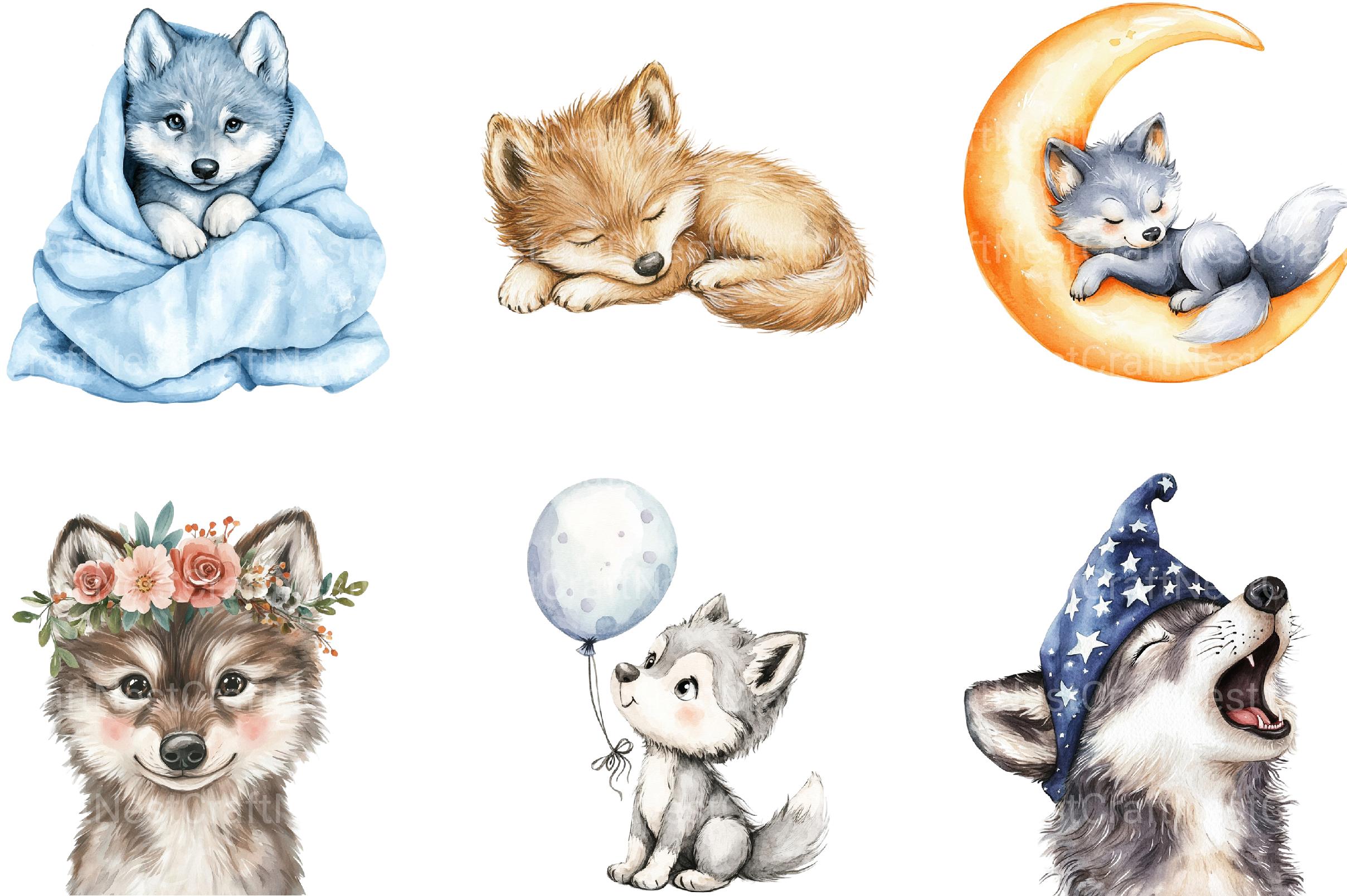 Cute Baby Wolf Clipart - CraftNest - Digital Crafting and Art