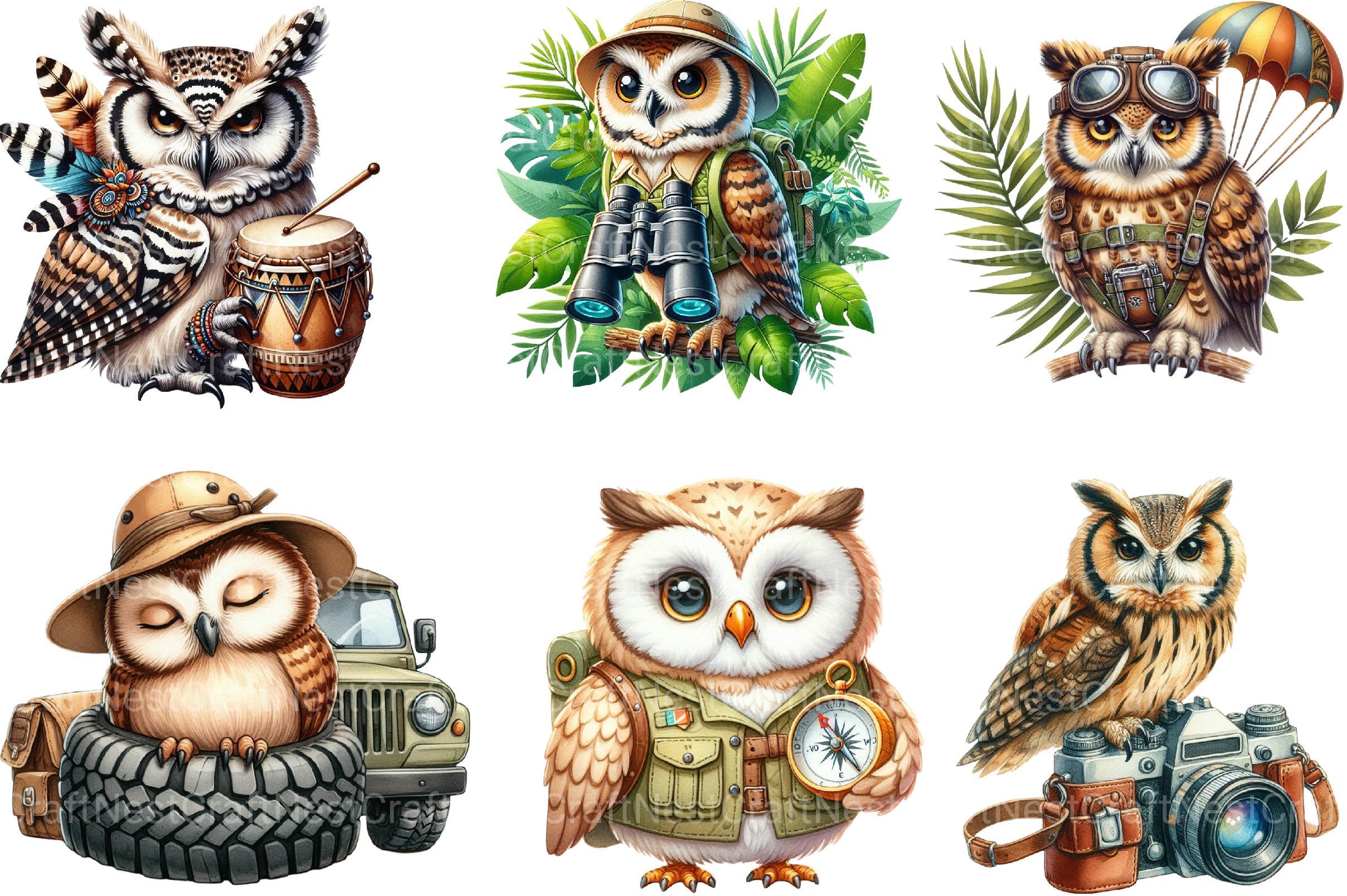 Safari Owls Clipart - CraftNest - Digital Crafting and Art