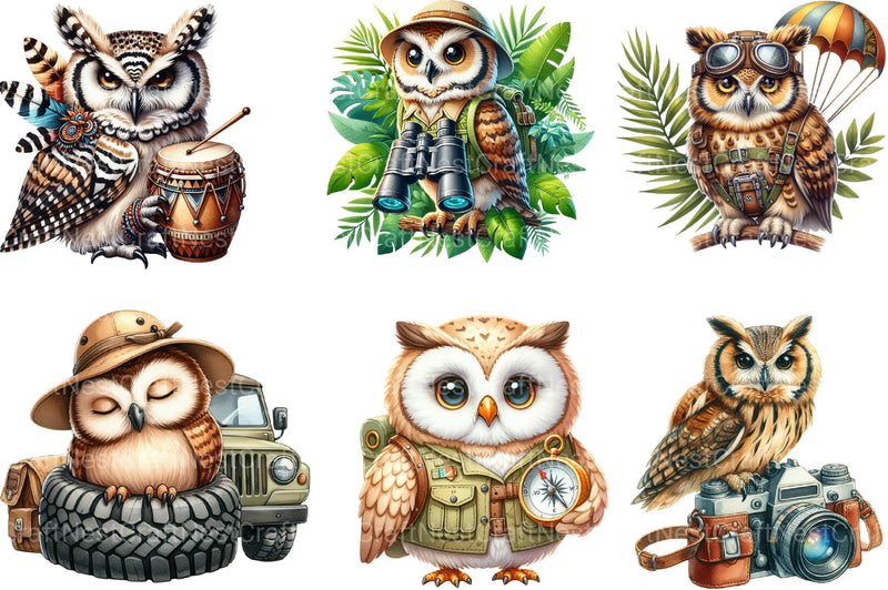 Safari Owls Clipart - CraftNest - Digital Crafting and Art