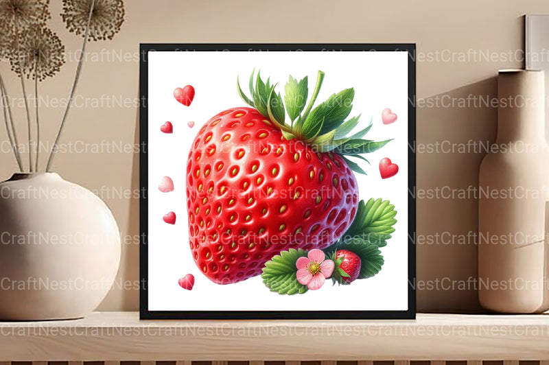 Red Strawberry Clipart Bundle - CraftNest - Digital Crafting and Art