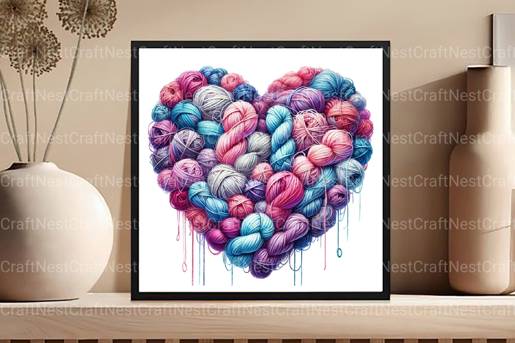 Valentine Heart Shaped Yarn Clipart Bundle - CraftNest - Digital Crafting and Art