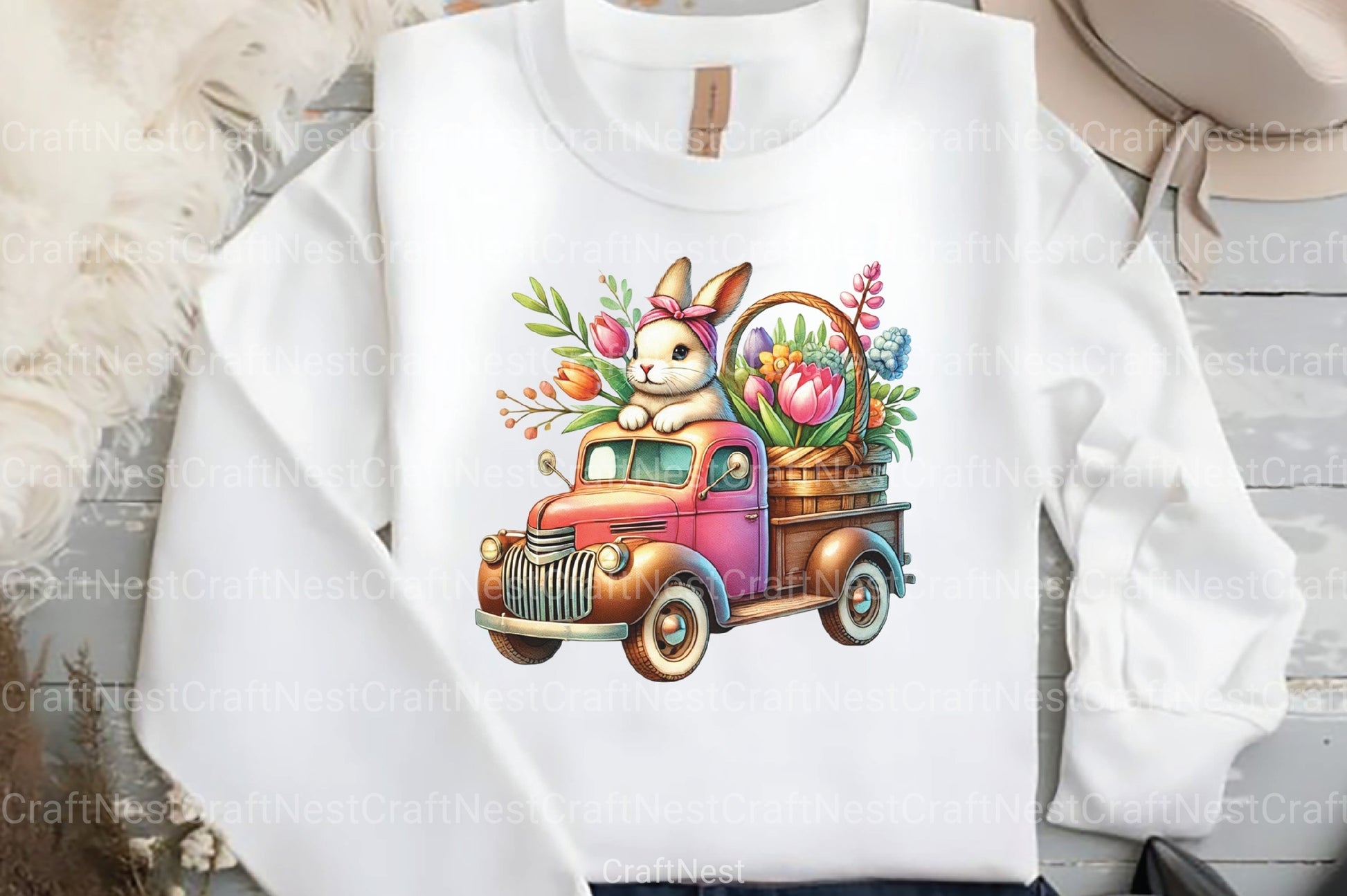 Spring Truck & Bunny Clipart Bundle - CraftNest - Digital Crafting and Art