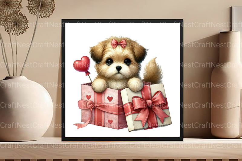 Valentine Peeking Dog Clipart Bundle - CraftNest - Digital Crafting and Art
