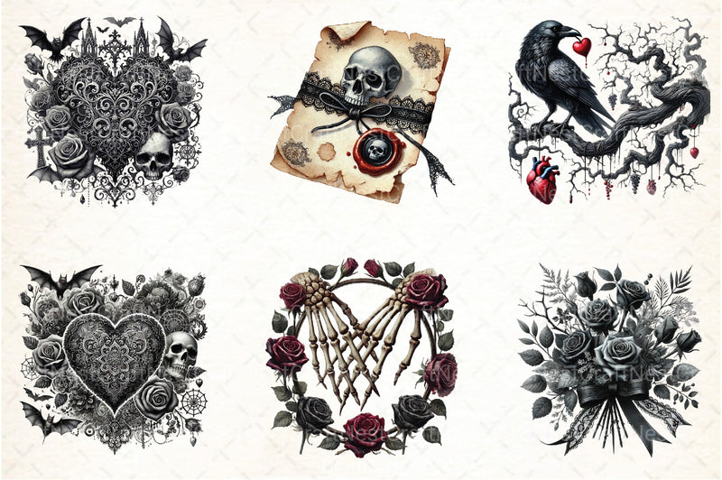 Gothic Valentine's Day Clipart Bundle 6 - CraftNest - Digital Crafting and Art