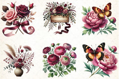 Burgundy Spring Clipart Bundle 555 - CraftNest - Digital Crafting and Art