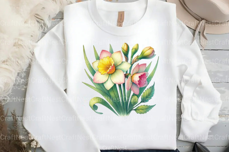 Spring Daffodils Coquette Clipart Bundle 4 - CraftNest - Digital Crafting and Art