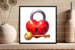 Valentine Red Heart Shaped Lock Clipart Bundle - CraftNest - Digital Crafting and Art