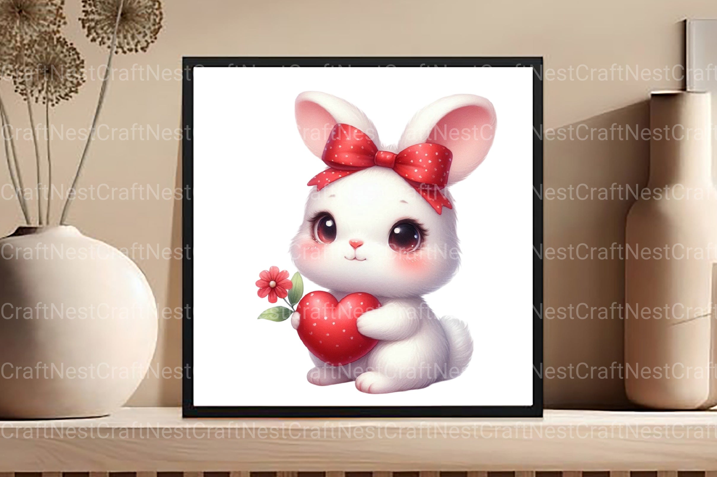 Valentine Cute Bunny Clipart Bundle - CraftNest - Digital Crafting and Art