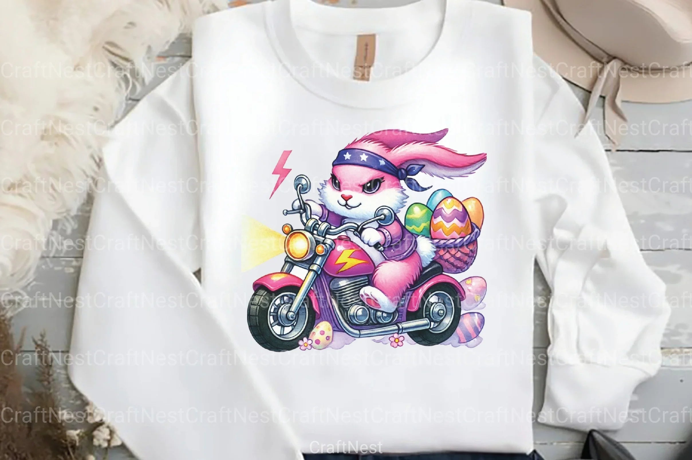 Easter Biker Bunny Clipart Bundle 19 - CraftNest - Digital Crafting and Art