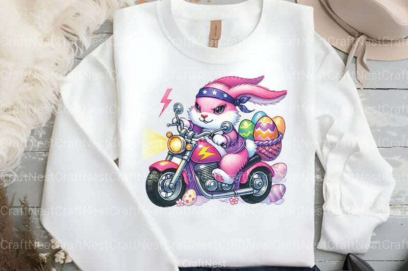 Easter Biker Bunny Clipart Bundle 19 - CraftNest - Digital Crafting and Art