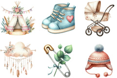 Neutral Boho Baby Shower Doodle Clipart - CraftNest - Digital Crafting and Art