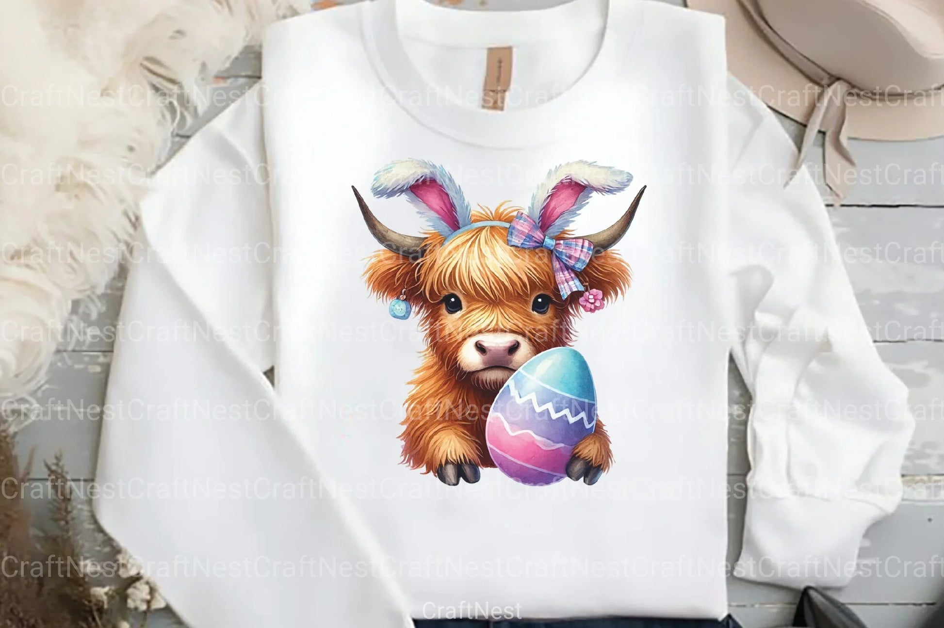 Easter Highland Cow Clipart Bundle 12 - CraftNest - Digital Crafting and Art