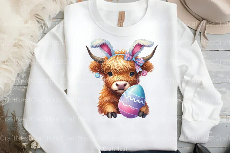 Easter Highland Cow Clipart Bundle 12 - CraftNest - Digital Crafting and Art