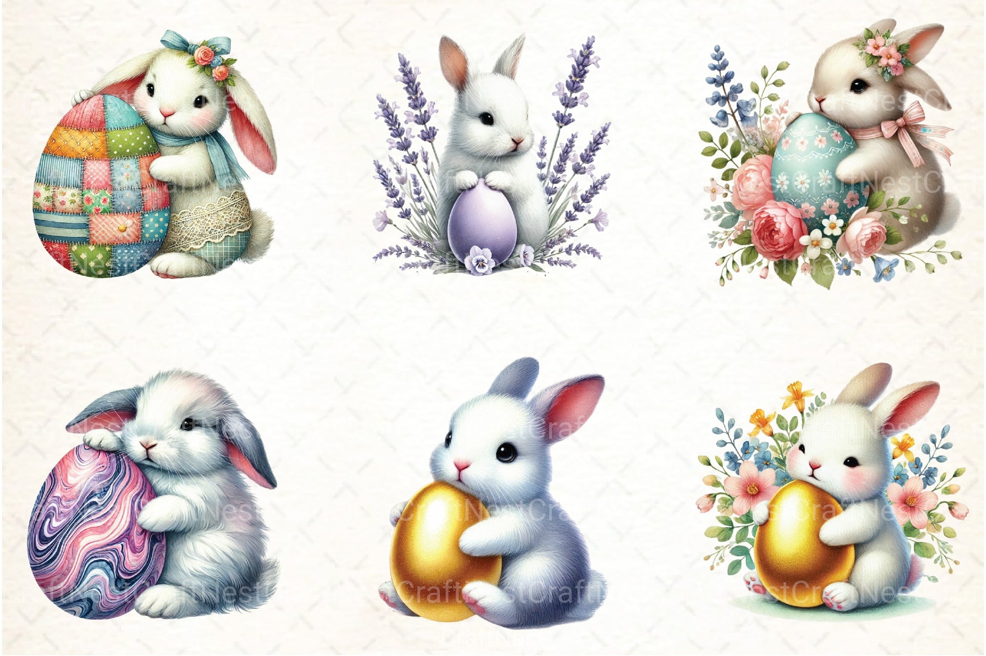 Easter Bunny Egg Clipart Bundle - CraftNest - Digital Crafting and Art