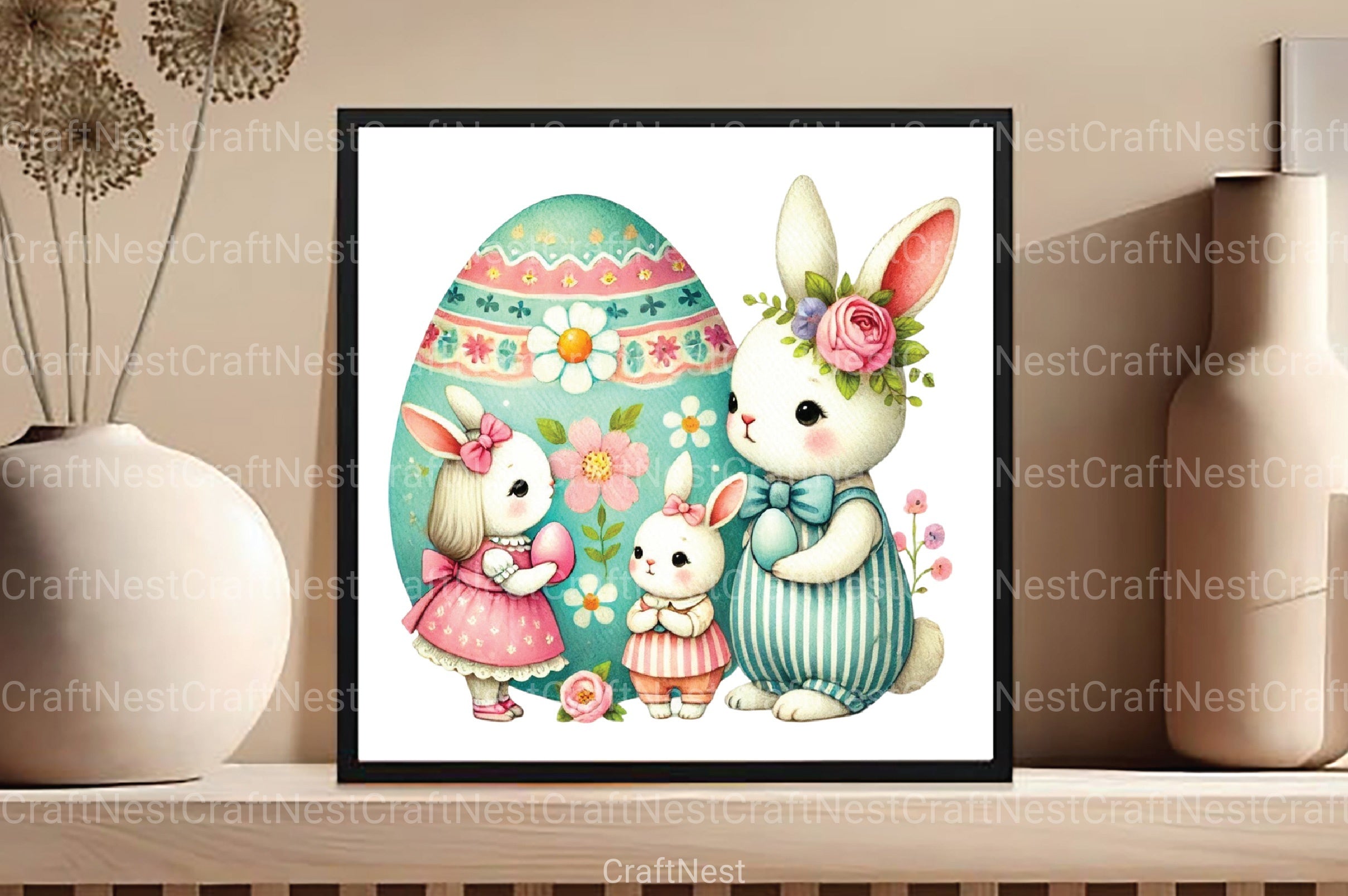 Easter Bunnies Family Clipart Bundle 99 - CraftNest - Digital Crafting and Art