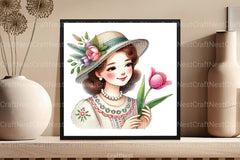 Vintage Spring Woman Clipart Bundle 1 - CraftNest - Digital Crafting and Art