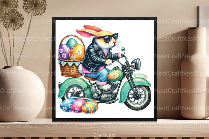 Easter Biker Bunny Clipart Bundle 19 - CraftNest - Digital Crafting and Art