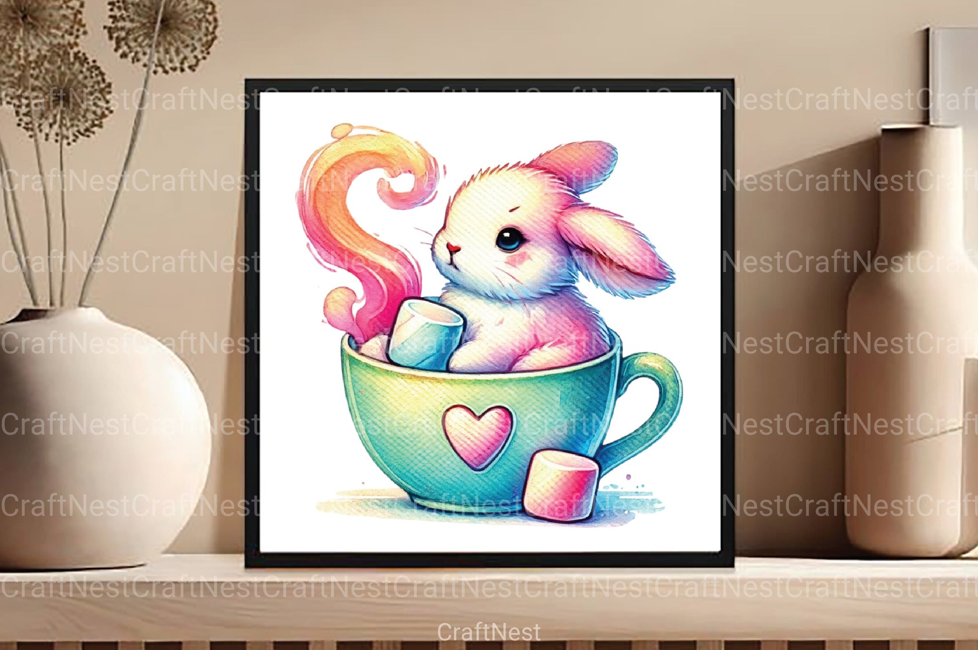 Hot Cocoa Bunny Clipart Bundle - CraftNest - Digital Crafting and Art