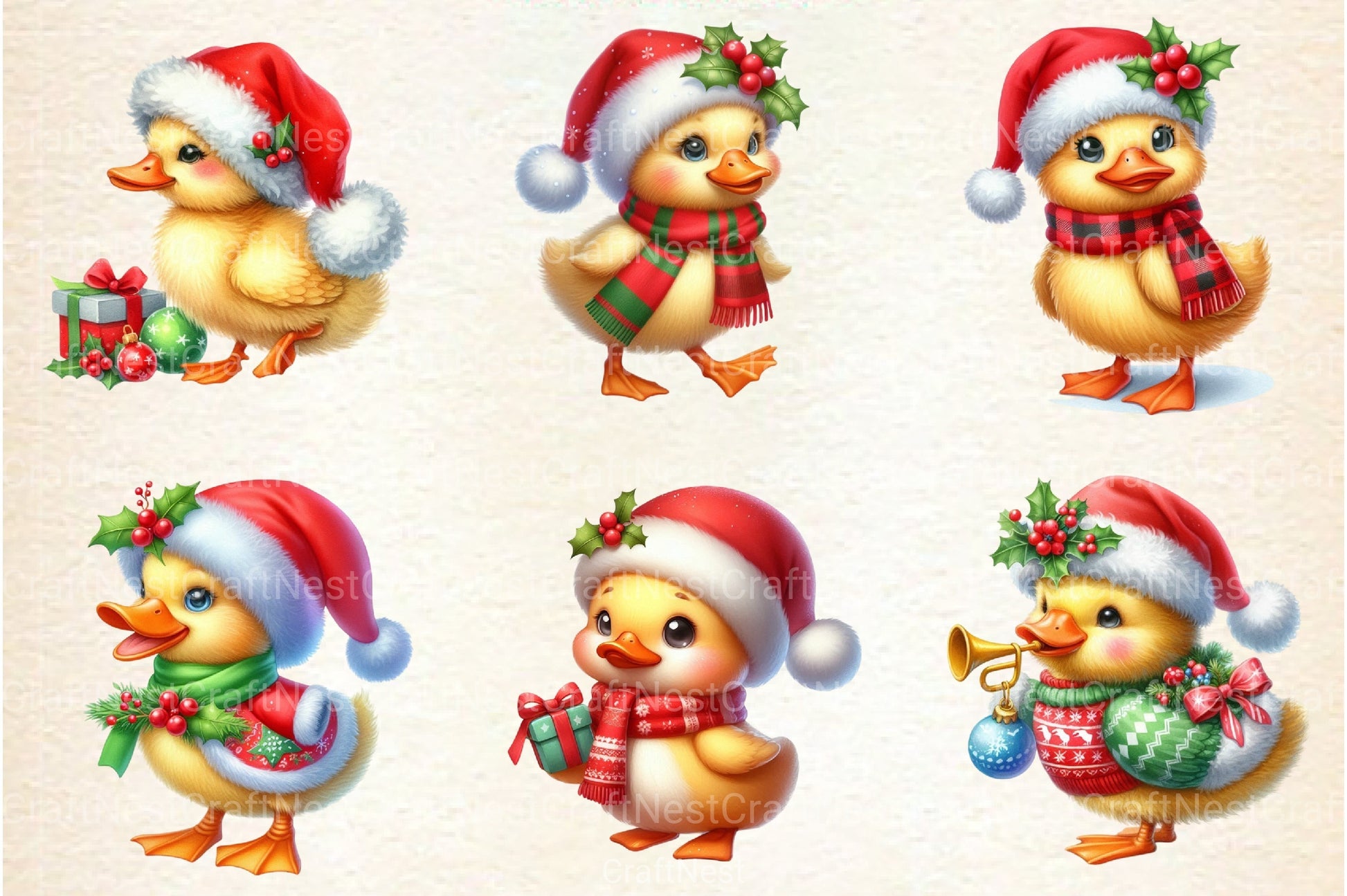 Christmas Cute Duck Clipart Bundle - CraftNest - Digital Crafting and Art