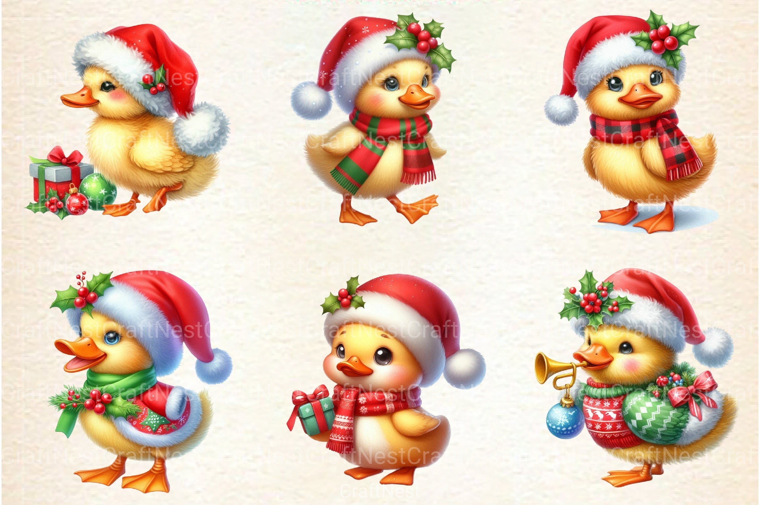 Christmas Cute Duck Clipart Bundle - CraftNest - Digital Crafting and Art