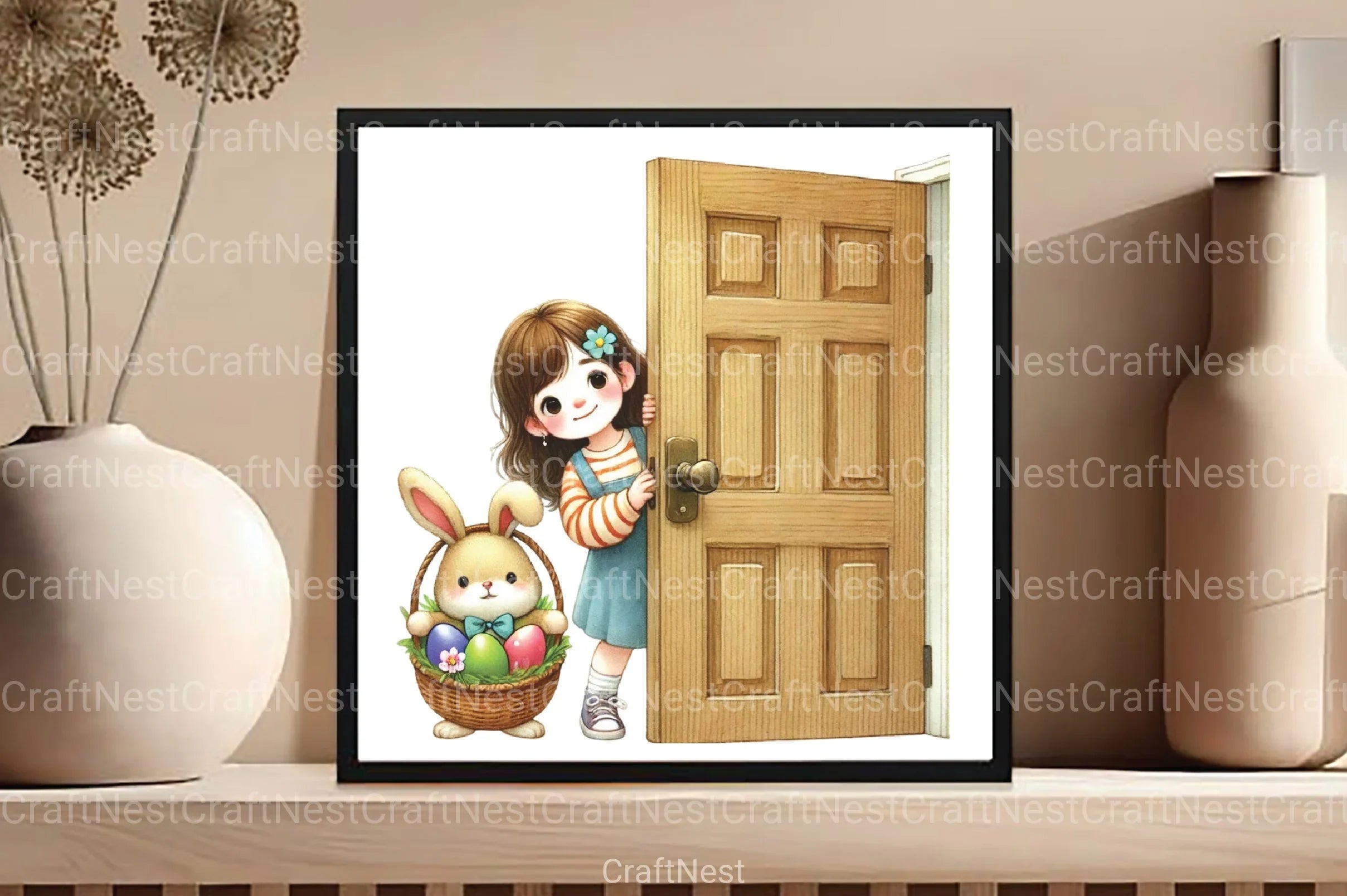 Easter Girl Peeking Clipart Bundle - CraftNest - Digital Crafting and Art