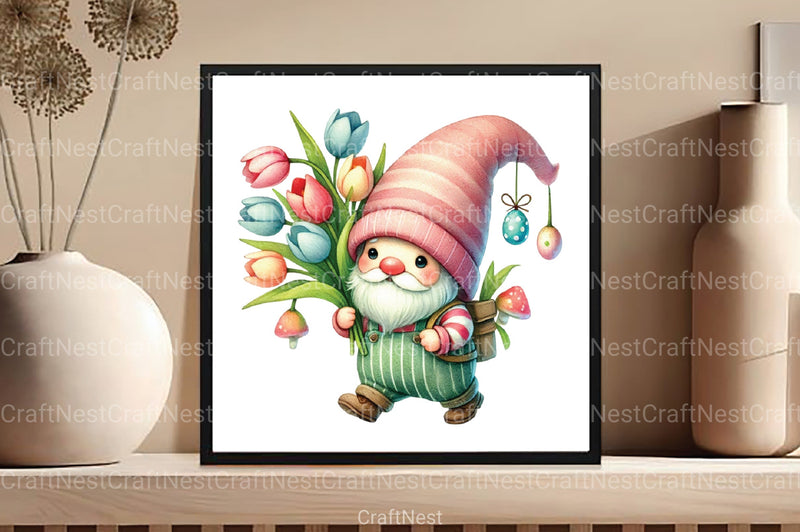 Cute Easter Gnomes Clipart Bundle - CraftNest - Digital Crafting and Art