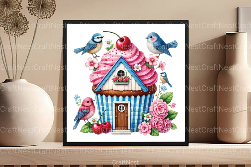 Spring Cupcake House Clipart Bundle - CraftNest - Digital Crafting and Art