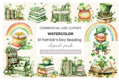 St Patrick's Day Reading Clipart Bundle 3 - CraftNest - Digital Crafting and Art