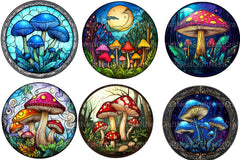 Mushroom Round Stained Glass Clipart Bundle - CraftNest - Digital Crafting and Art