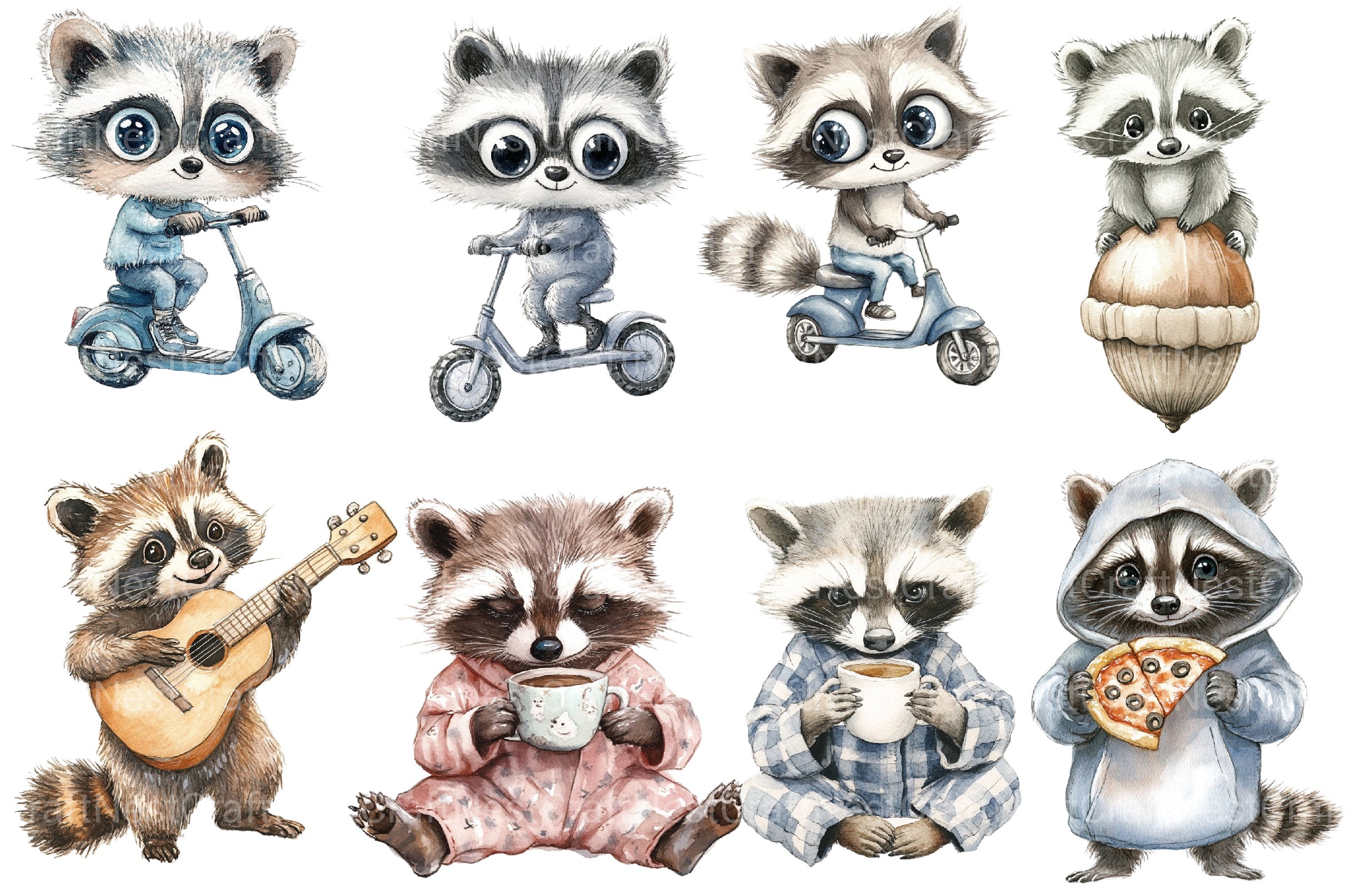 Funny Raccoon Clipart Bundle 2 - CraftNest - Digital Crafting and Art
