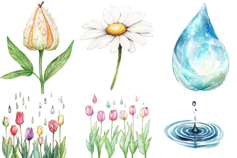 Spring Water Droplets Clipart Bundle 2 - CraftNest - Digital Crafting and Art