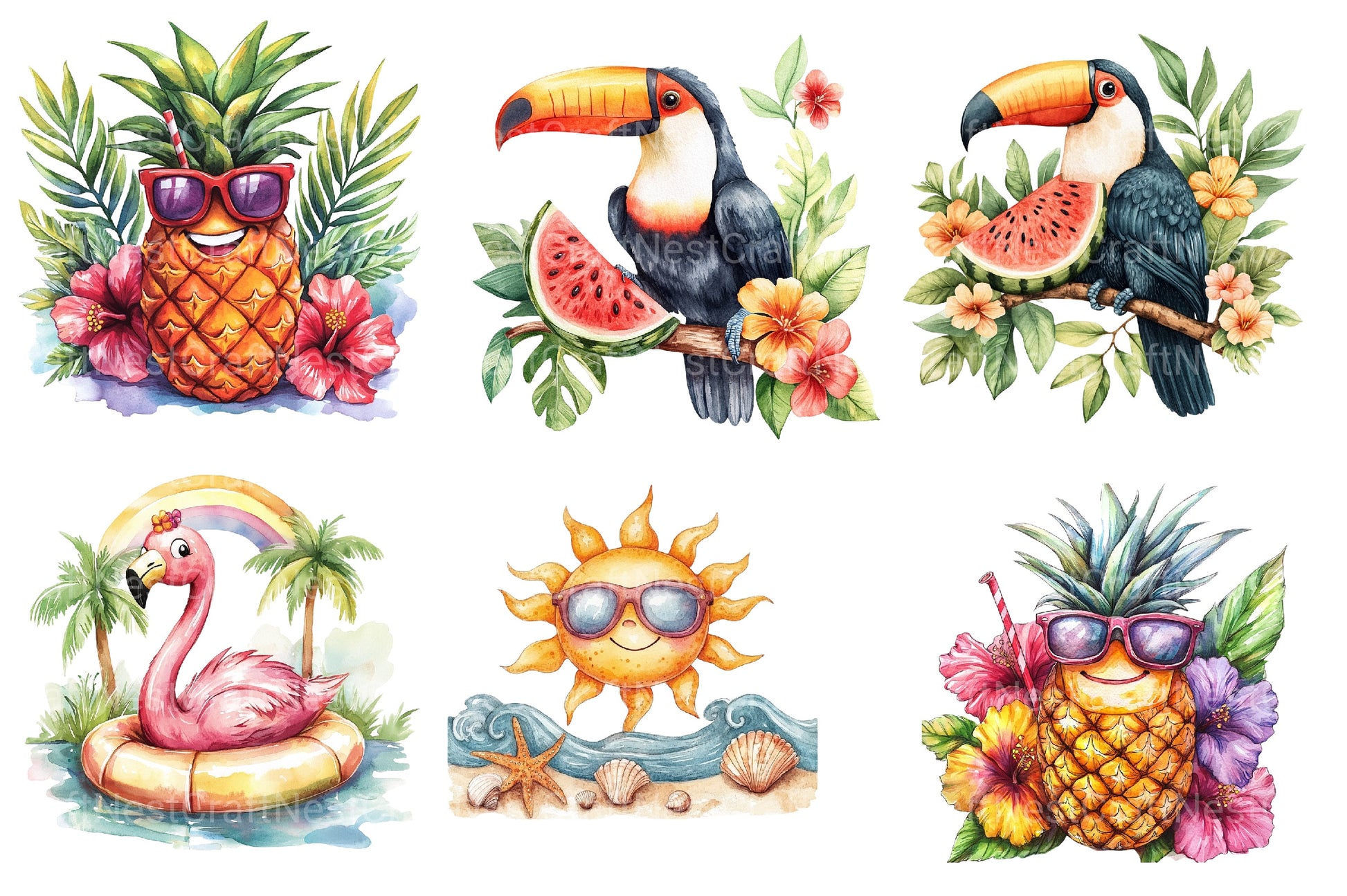 Cute Tropical Summer Clipart Bundle 2 - CraftNest - Digital Crafting and Art