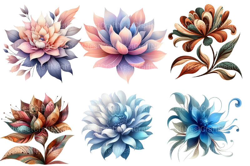 Abstract Flowers Clipart Bundle - CraftNest - Digital Crafting and Art