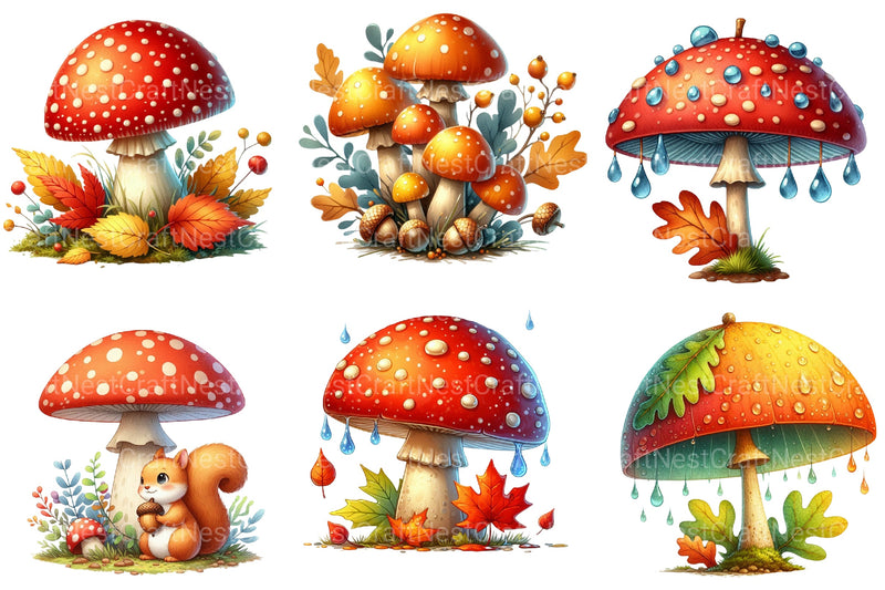 Mushrooms Fall Autumn Clipart Bundle - CraftNest - Digital Crafting and Art