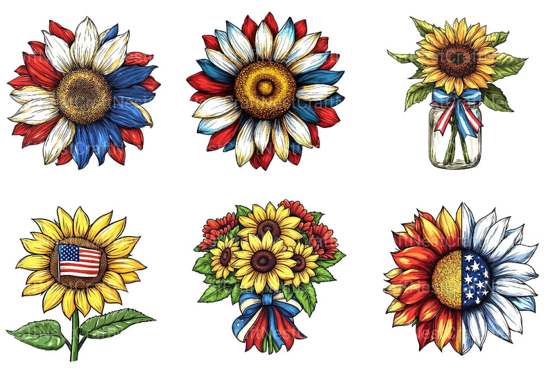 Sunflower 4th Of July Clipart Bundle 1 - CraftNest - Digital Crafting and Art