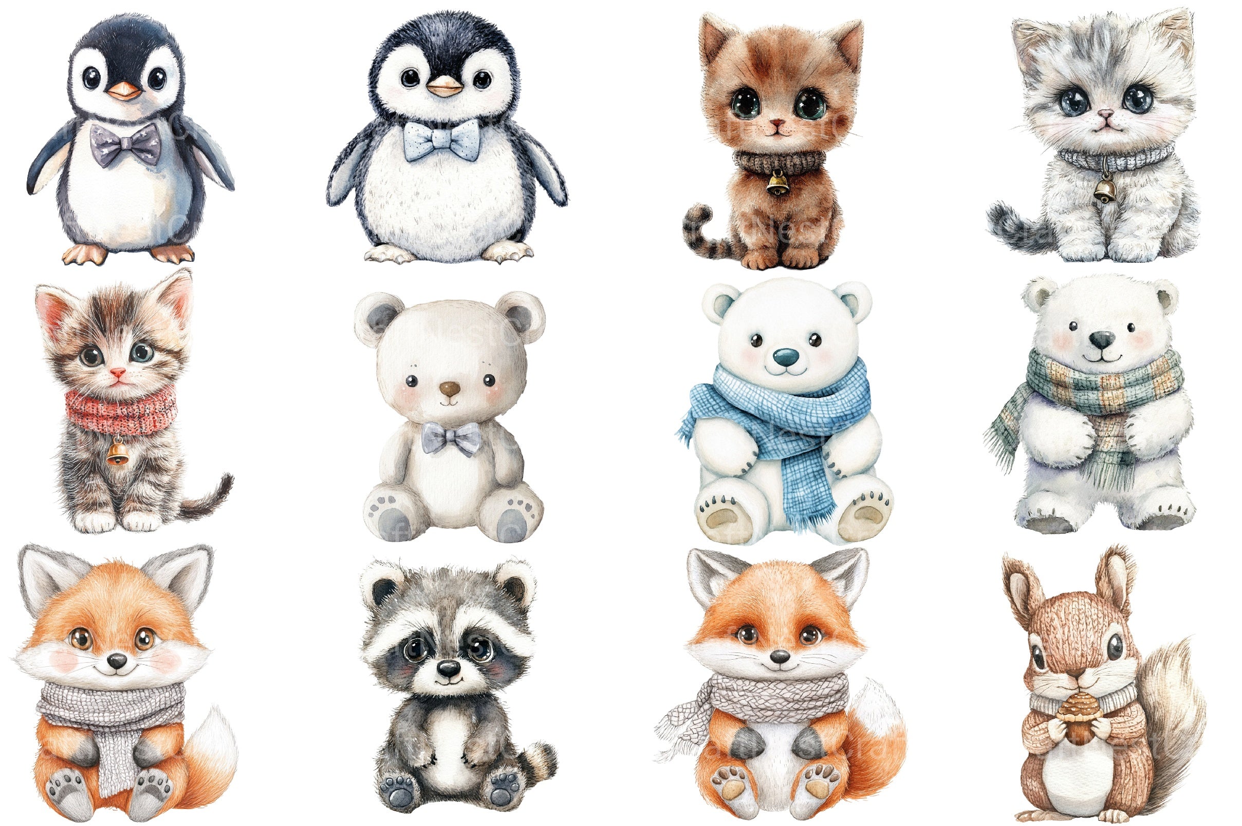 Vintage Knitted Plush Baby Animal Clipart Bundle - CraftNest - Digital Crafting and Art