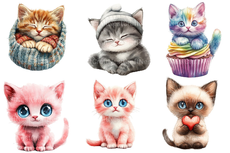 Cute Cat Clipart Bundle - CraftNest - Digital Crafting and Art