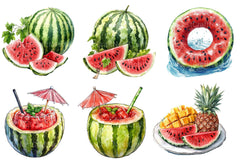 Summer Watermelon Clipart Bundle 4 - CraftNest - Digital Crafting and Art