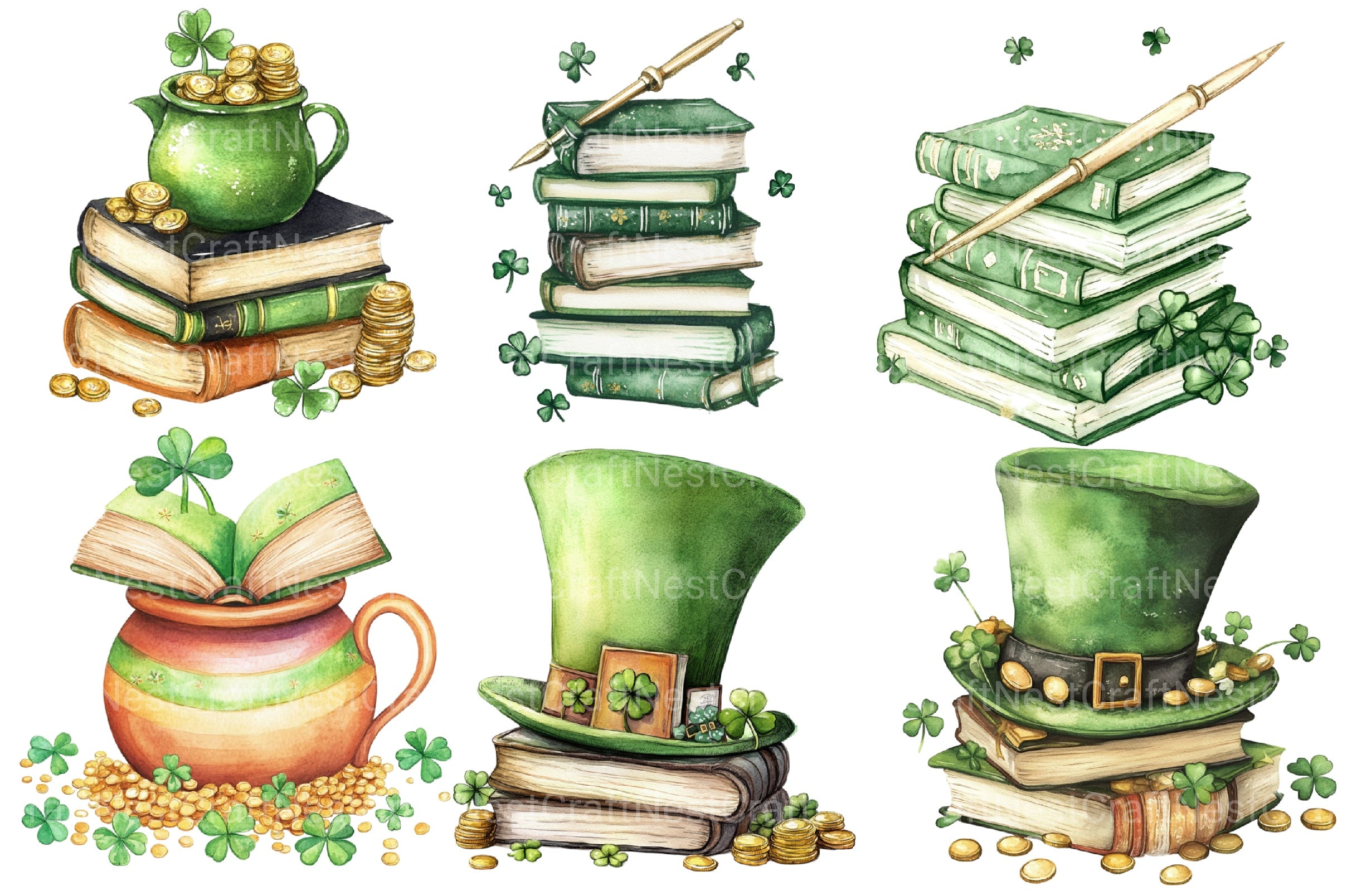 St Patrick's Day Reading Clipart Bundle 3 - CraftNest - Digital Crafting and Art