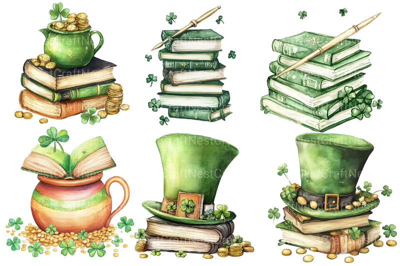 St Patrick's Day Reading Clipart Bundle 3 - CraftNest - Digital Crafting and Art