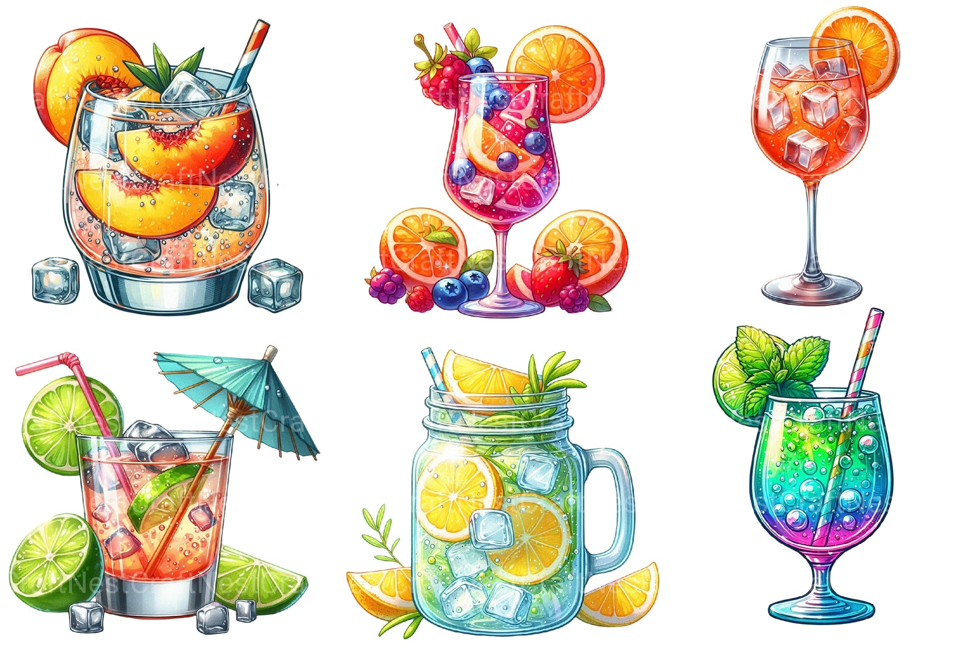 Summer Spritz Cocktail Clipart Bundle - CraftNest - Digital Crafting and Art