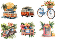 Retro Summer Clipart Bundle 2 - CraftNest - Digital Crafting and Art