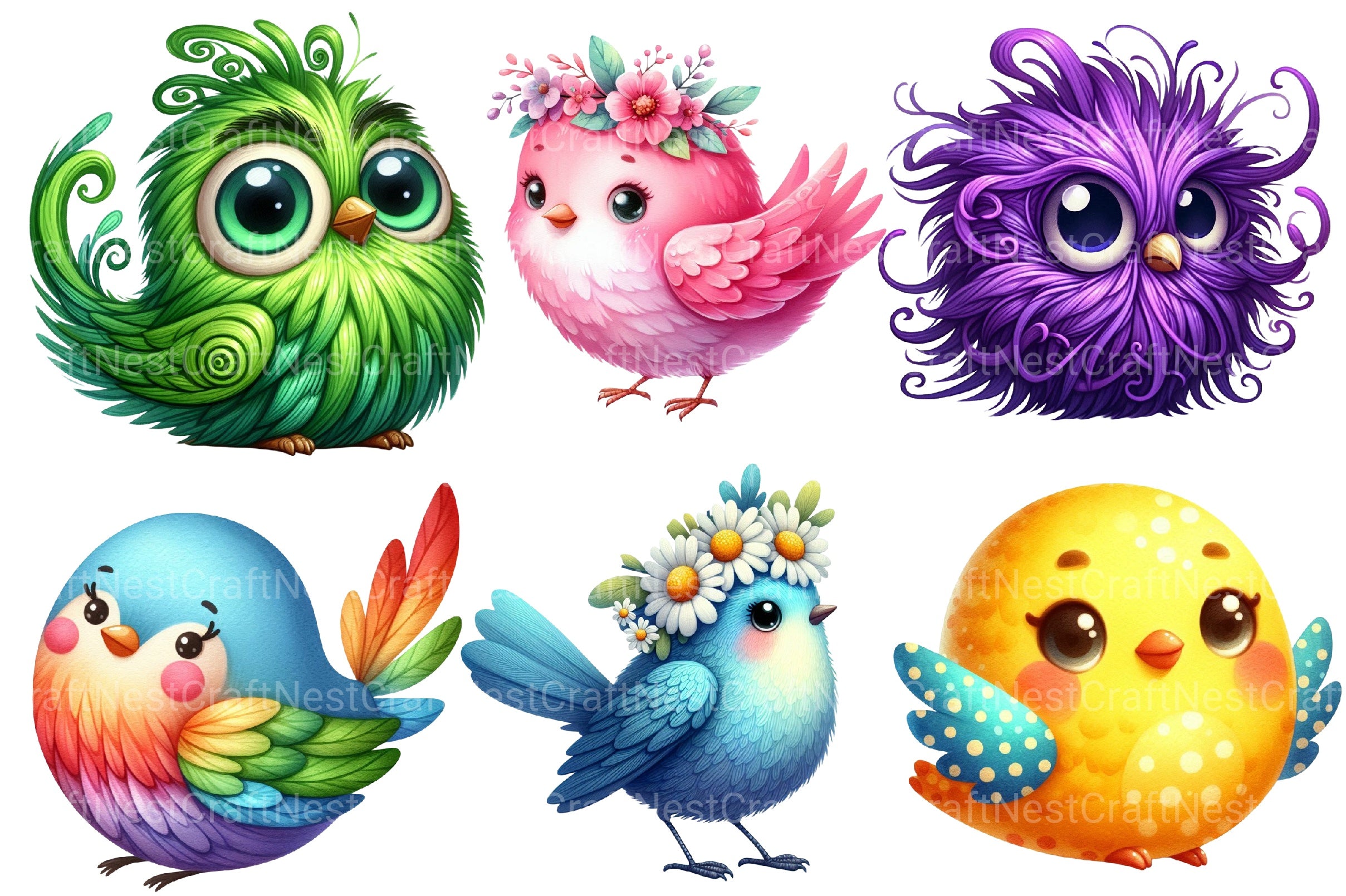 Whimsical Birds Clipart Bundle 2 - CraftNest - Digital Crafting and Art