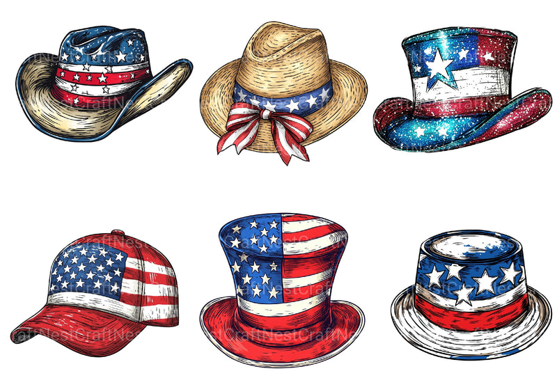 4th Of July Hat Clipart Bundle - CraftNest - Digital Crafting and Art