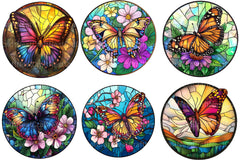 Butterfly Round Stained Glass Clipart Bundle - CraftNest - Digital Crafting and Art