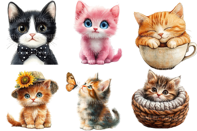 Cute Cat Clipart Bundle - CraftNest - Digital Crafting and Art